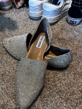 Steve Madden Silver Rhinestone Pointed Flats